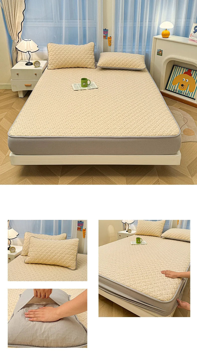 Non-slip Bed Cover Queen/King Size Bedspread Thicken Bed Linen Home Mattress Protector cubre colchón (Pillowcase Need Order).