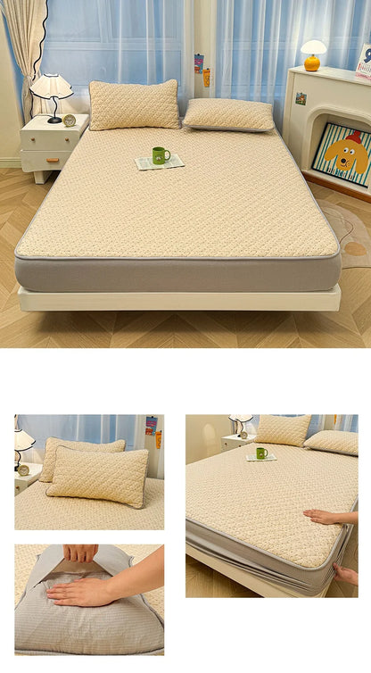 Non-slip Bed Cover Queen/King Size Bedspread Thicken Bed Linen Home Mattress Protector cubre colchón (Pillowcase Need Order).