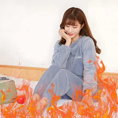 Damen-Pyjama-Set aus Korallensamt, verdickt, warm, Homewear, Herbst-Winter, Umstands-Loungewear, weiche Nachtwäsche, Geschenk für neue Mütter.