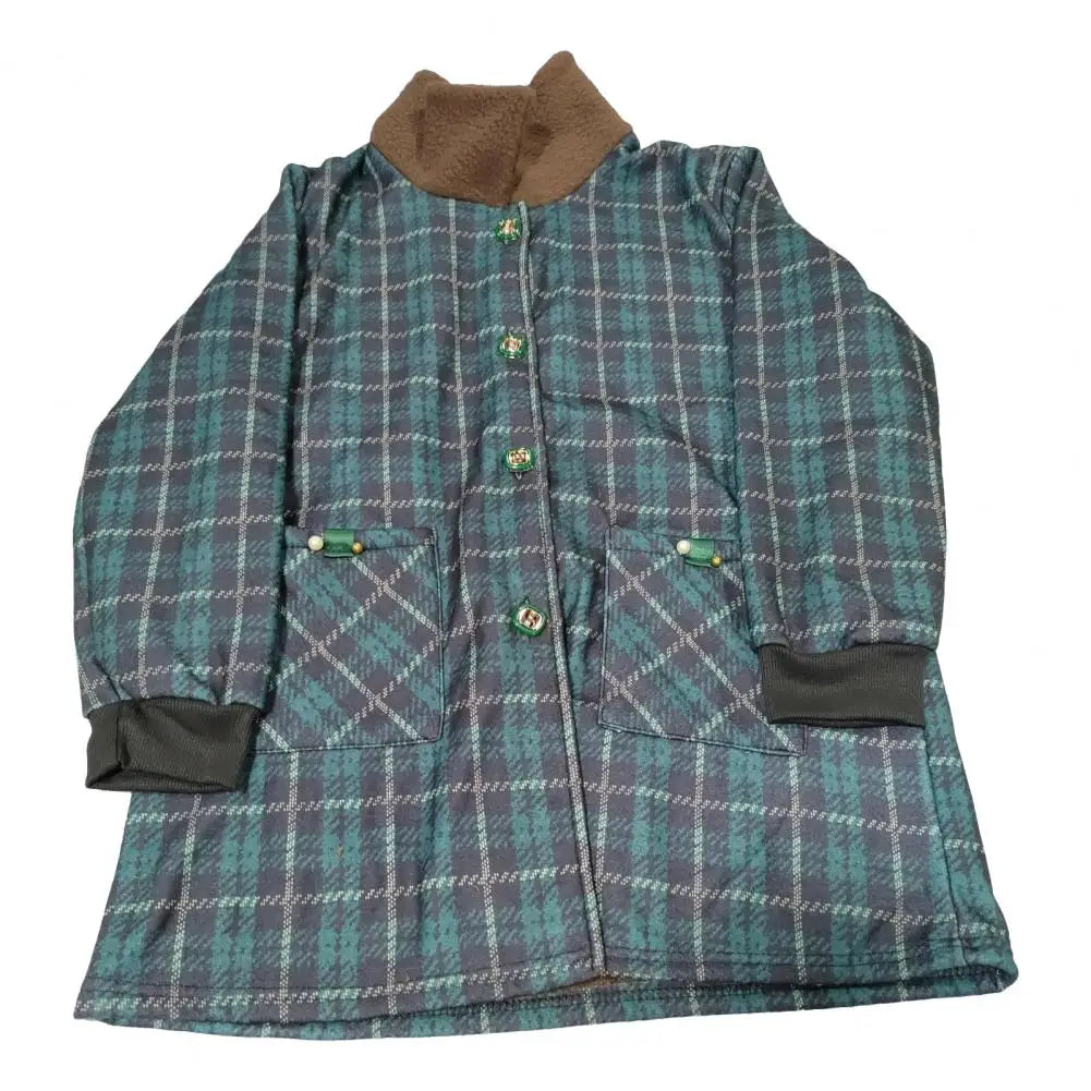 Frauen Plaid Mantel Karierten Winter Mutter Jacke Taschen drehen-unten Kragen einreiher Mid Länge Mantel Mid-aged frauen Mantel.