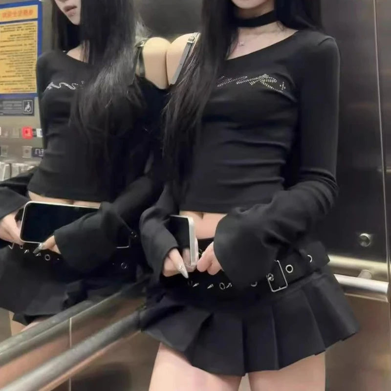 New fashion design double belt pleated skirt for women in summer Korean style versatile high-waisted slim short skirt.