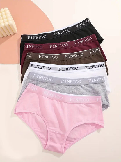 6Pcs Cotton Letter Belt Underwear for Women Sexy Breathable Low Waist Briefs Female Solid Stretch Lingerie Casual Sports Panties.