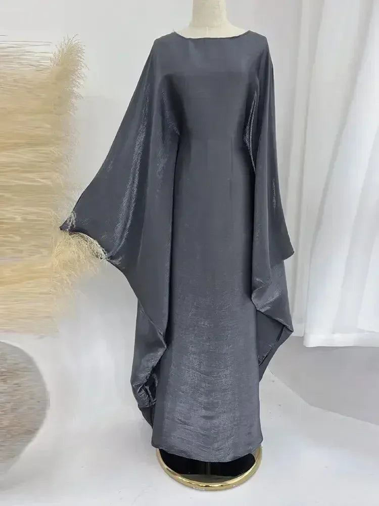 Summer Butterfly Batwing Satin Shiny Abaya Dubai Luxury 2024 Islam Muslim Maxi Kaftan Dress Kebaya Abayas for Women Vestidos.