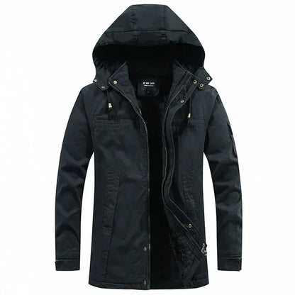Parkas Coat Military Windproof Hooded Jackets Man Washed Cotton Thick Fleece Casual New  Winter Warm Varsity Jacket Men.