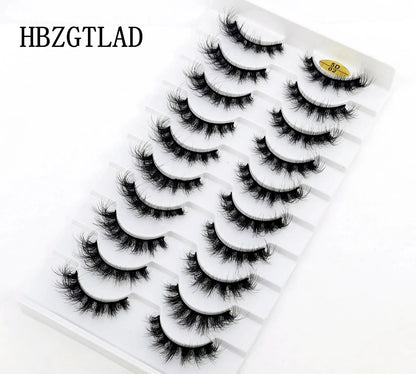 10 Pairs Lashes Fluffy Soft Russian Volumes Mink Lashes 3D Mink Eyelashes Lashes Reusable Fluffy False Lashes Russian Extensions.