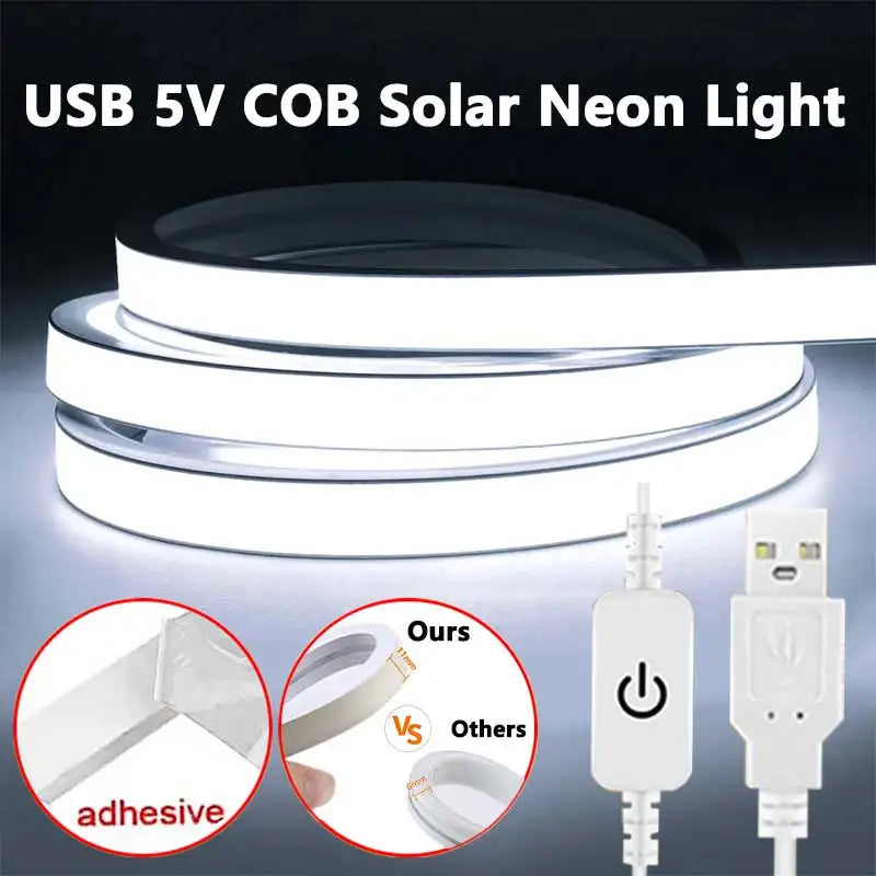 5V COB Strip USB LED Neon Light Dimmable Silicone Tube Neon Tape Waterproof Ribbon For Outdoor Bathroom Cabinet TV Room Decor