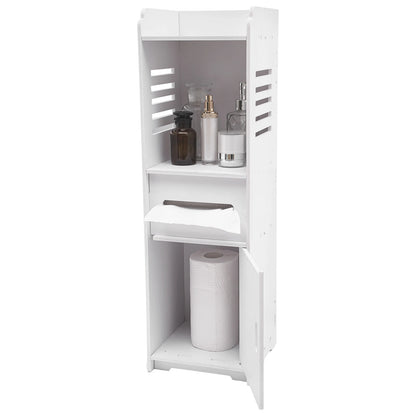 4-stufiger rechteckiger Badezimmerschrank, weißes freistehendes Lagerregal, Mehrzweck-Aufbewahrungsschrank, Badezimmerschrank, 24 x 24 x 80 cm