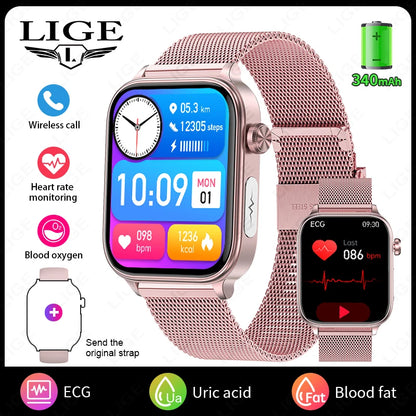 2025 New ECG+PPG Smart Watch Women Heart Rate Blood Lipid Uric Acid Women Menstrual Health Tracker Smartwatches For Android iOS