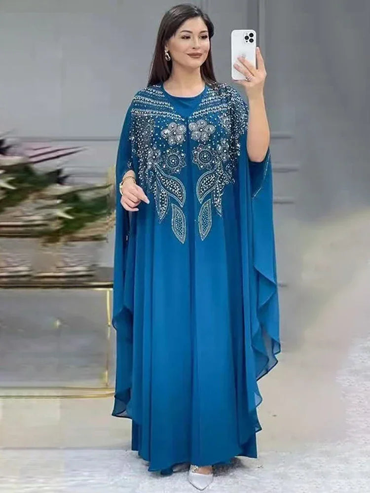 Abayas Für Frauen Dubai Luxus 2024 Chiffon Boubou Muslimischen Mode Kleid Kaftan Marocain Hochzeit Party Anlässe Djellaba Frauen