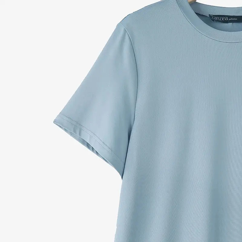 Zanzea lässig solide plissierte Kleid Frauen Sommer Kurzarm knielange Robe 2024 koreanische lose einfache Patchwork Vestido Overs ize