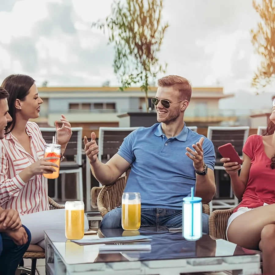 16OZ DIY Snowglobe Tumbler with Pre Drilled Hole Reusable Plastic Water Bottles Break-Resistant Mason Jar Cups for Holiday Gifts.