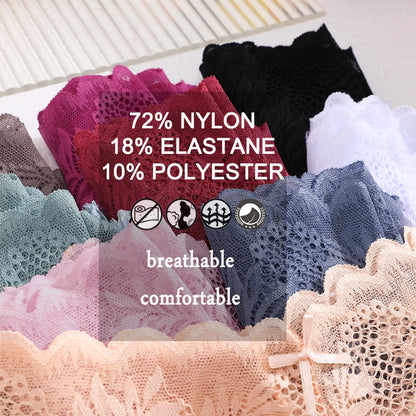 FINETOO 6Pcs Women Floral Lace Panties High Waist Brief Sexy Lingerie Panty Brazilian Underpants Femme Underwear Bikini Intimate.