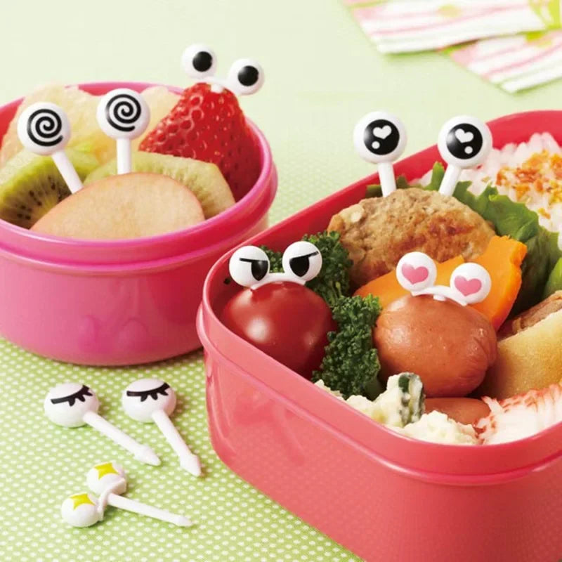 10/30/50Pcs Mini Skewers Cute Cartoon Eyes Kawai Lunch Bento Box Food Fruit Picks Fork Sticks Buffet Sandwich Toppers Decor fork.
