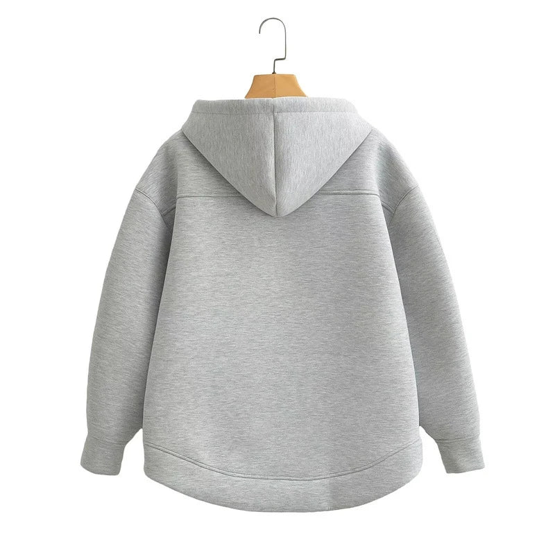 2024 Winter Neue frauen Zipper Hoodie High Street Unisex stil Doppel Taschen Oversize Lose Sweatshirts Oberbekleidung Top CYXX 073.