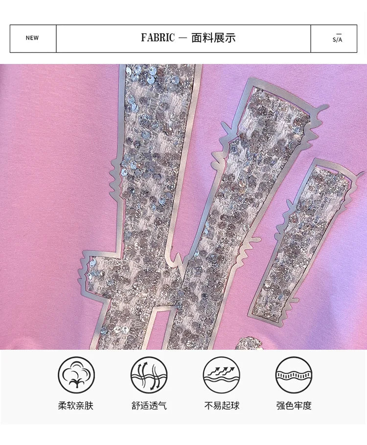 175kg plus size Damen büste Frühling Herbst loser Rundhals ausschnitt Langarm bedrucktes Sweatshirt schwarz lila 5xl 6xl 7xl 8xl 9xl.