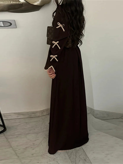 Ramadan Eid Open Butterfly Bow Kimono Abaya Damen Dubai Luxury Islam Muslim Modest Dress Women Kebaya Kaftan Robe Femme Musulman.