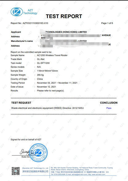 GL.iNet GL-SFT1200 (Opal) Secure Travel WiFi - AC1200 Dual Band Gigabit Ethernet Wireless Internet Router
