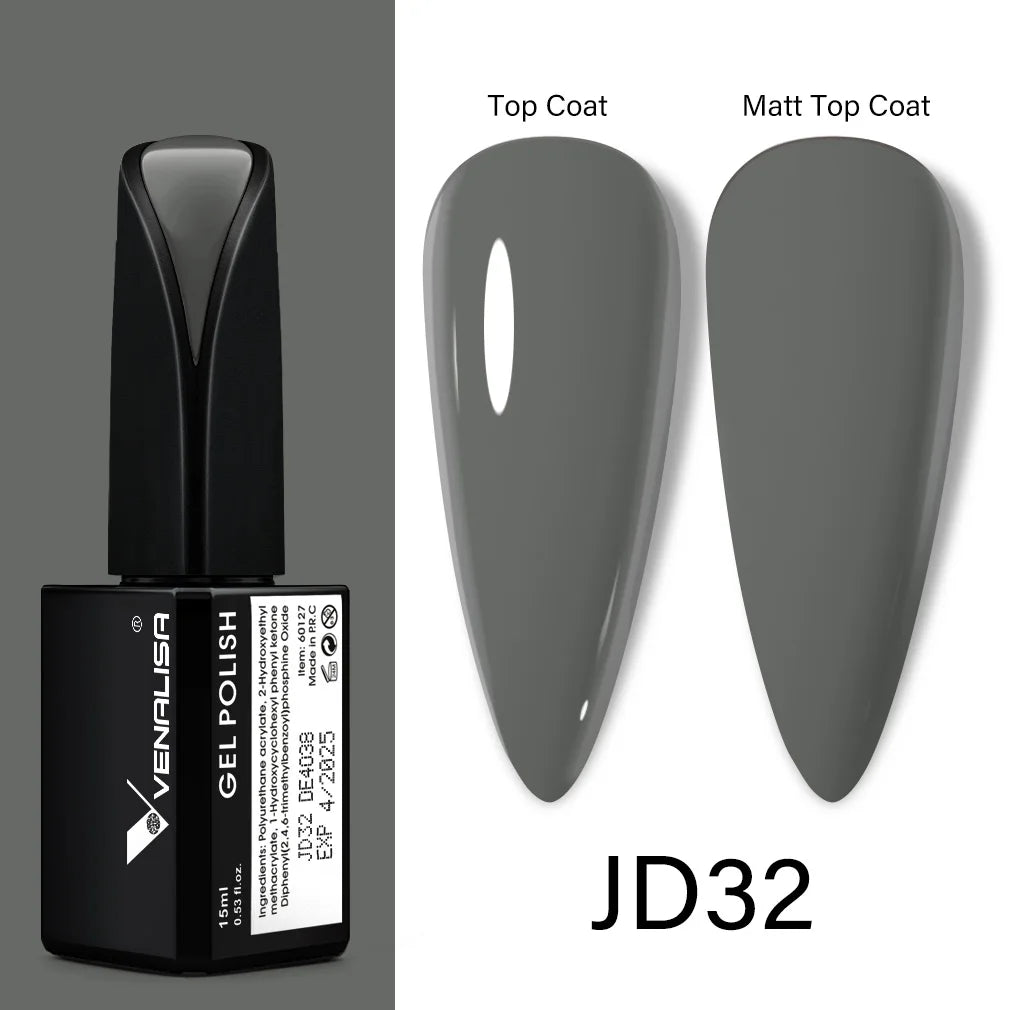 15ml VENALISA Gel Nail Polish Highly Pigmented Full Coverage Nail Gel Lacquer Semi Permanent Beauty Matt Top Coat Gel Varnish