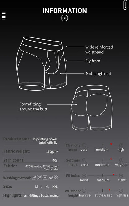 Hochwertige Herren-Boxershorts 52025 – weiche und bequeme Boxershorts aus Baumwollmodal. Ultimativer Komfort und Stil mit langen Boxern