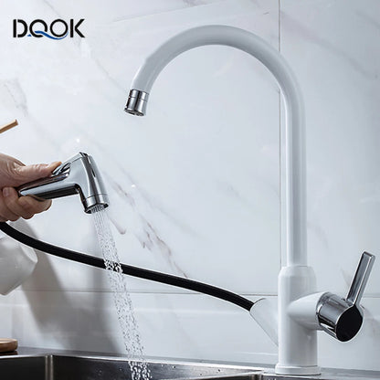 Brushed Nickel Kitchen Faucet Flexible Pull Out Nozzle Kitchen Sink Mixer Tap Stream Sprayer Head Deck Black Hot Cold Water Taps