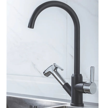 Brushed Nickel Kitchen Faucet Flexible Pull Out Nozzle Kitchen Sink Mixer Tap Stream Sprayer Head Deck Black Hot Cold Water Taps