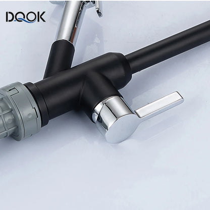 Brushed Nickel Kitchen Faucet Flexible Pull Out Nozzle Kitchen Sink Mixer Tap Stream Sprayer Head Deck Black Hot Cold Water Taps