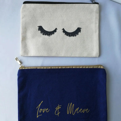 100Pcs Small Eco Friendly Custom Cotton Blank Zipper Pouch Make Up Bags Plain White Cotton Canvas Makeup Cosmetic Bag With Logo.
