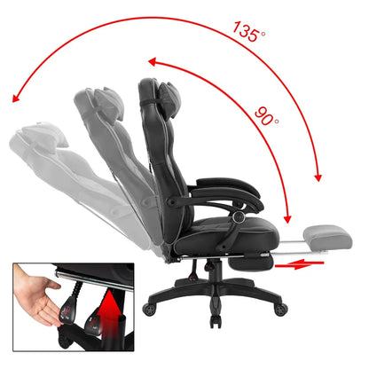 WOLTU Gaming-Stuhl, Büro-Computerstuhl, Schreibtisch, Rennstuhl, Sportsitz mit Kopfstütze, Lendenkissen mit Fußstütze