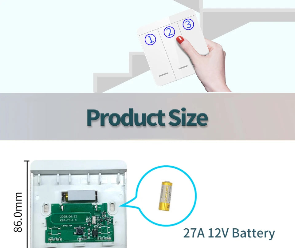 Drahtloser ON OFF-Schalter RF433-Modul Fernbedienung Lichtschalter 1/2/3 Gang Wandschalter für Glühbirne Kronleuchter 10A 110V 220V.