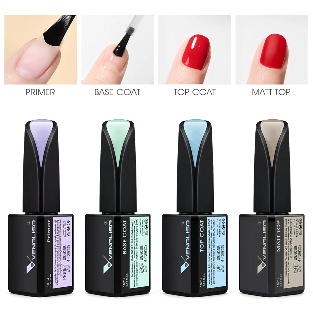15ml VENALISA Gel Nail Polish Highly Pigmented Full Coverage Nail Gel Lacquer Semi Permanent Beauty Matt Top Coat Gel Varnish.