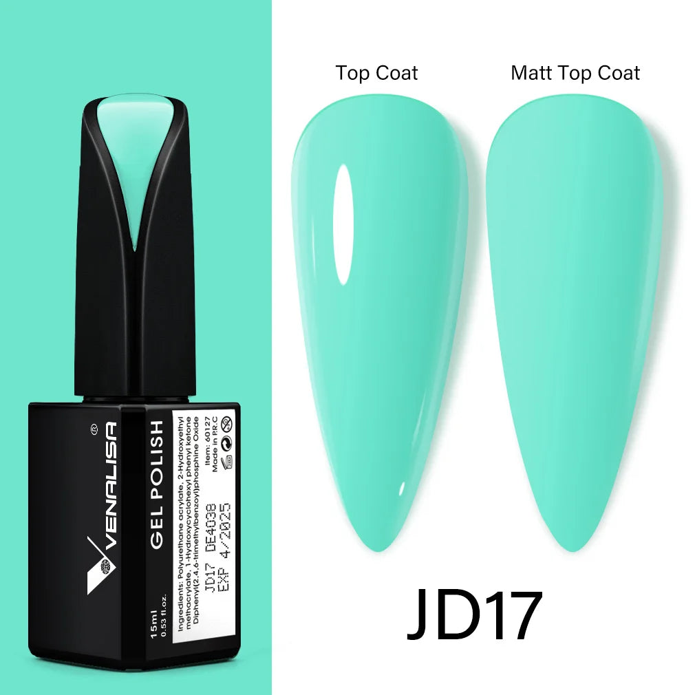 15ml VENALISA Gel Nail Polish Highly Pigmented Full Coverage Nail Gel Lacquer Semi Permanent Beauty Matt Top Coat Gel Varnish