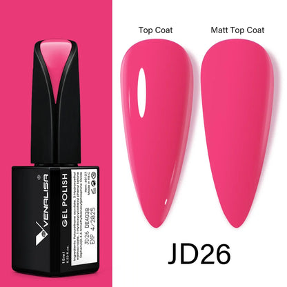 15ml VENALISA Gel Nail Polish Highly Pigmented Full Coverage Nail Gel Lacquer Semi Permanent Beauty Matt Top Coat Gel Varnish
