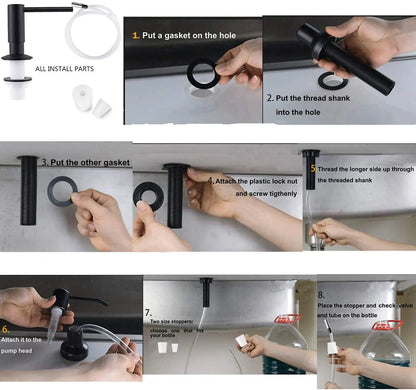 Samodra Messing-Flüssigseifenspender, Verlängerungsrohr-Set für Küchenzubehör, Badezimmer, Metall, eingebaute goldene Waschmittelspender