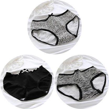 3Pcs/set Women Sexy Cotton Panties Underwear Seamless Soft Briefs Skin-Friendly Female Lingerie Mid-waist Black Underpants.