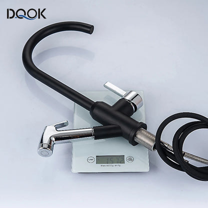 Brushed Nickel Kitchen Faucet Flexible Pull Out Nozzle Kitchen Sink Mixer Tap Stream Sprayer Head Deck Black Hot Cold Water Taps