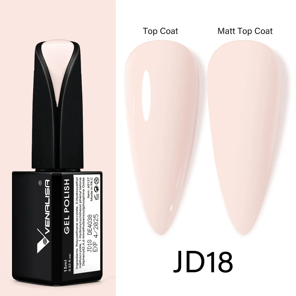 15ml VENALISA Gel Nail Polish Highly Pigmented Full Coverage Nail Gel Lacquer Semi Permanent Beauty Matt Top Coat Gel Varnish