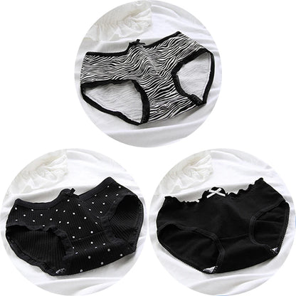 3Pcs/set Women Sexy Cotton Panties Underwear Seamless Soft Briefs Skin-Friendly Female Lingerie Mid-waist Black Underpants.