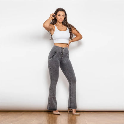 Shascullfites Melody Flare Jeans Women Scrunch Bum Butt Lift Jeans Wide Leg Slim Jeans Sexy Elegant Denim Pants.
