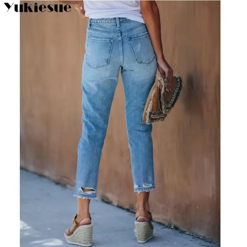 Vintage High Waisted Jeans Woman Bleached Woman'S Jeans for Women Ripped Harem Pants Boyfriend Jeans Women'S Clothes.