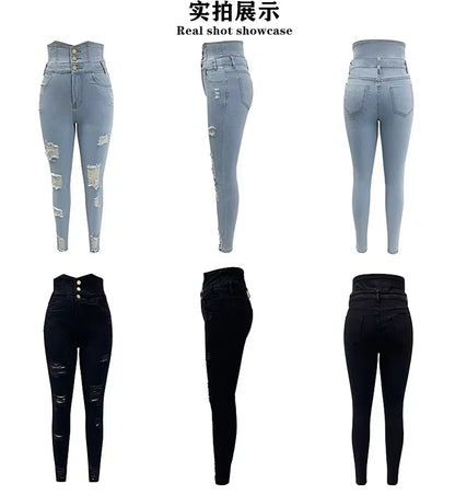 Pencil Pants Jeans Women Pencil Pants Bodycon High Waist Casual Long Pant Sheath Denim Trousers Tie Y2K Trouser Spring 2024.