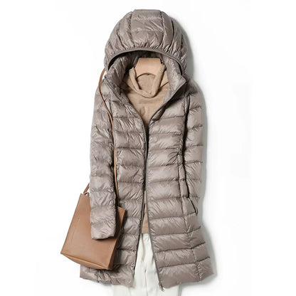 0-10℃ Women Winter Jackets Ultralight Portable Puffy Thin down Coat Hooded Female Duck down Jacket Hood Detachable Outerwear.