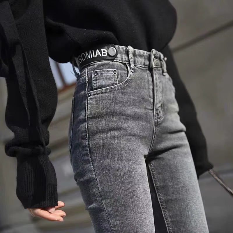 Women Jeans Cotton Solid Female Pencil Trousers Skinny Slim Fit High Waist All-Match Stretchy Stylish Casual Streetwear Chic New.