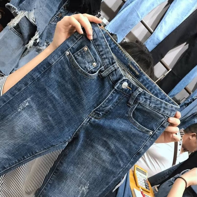 Skinny Ripped Jeans Women Spring Summer Autumn Hot Selling Women'S Fashion Casual Girls Cute Denim Pants Female Cheap Wholesale.