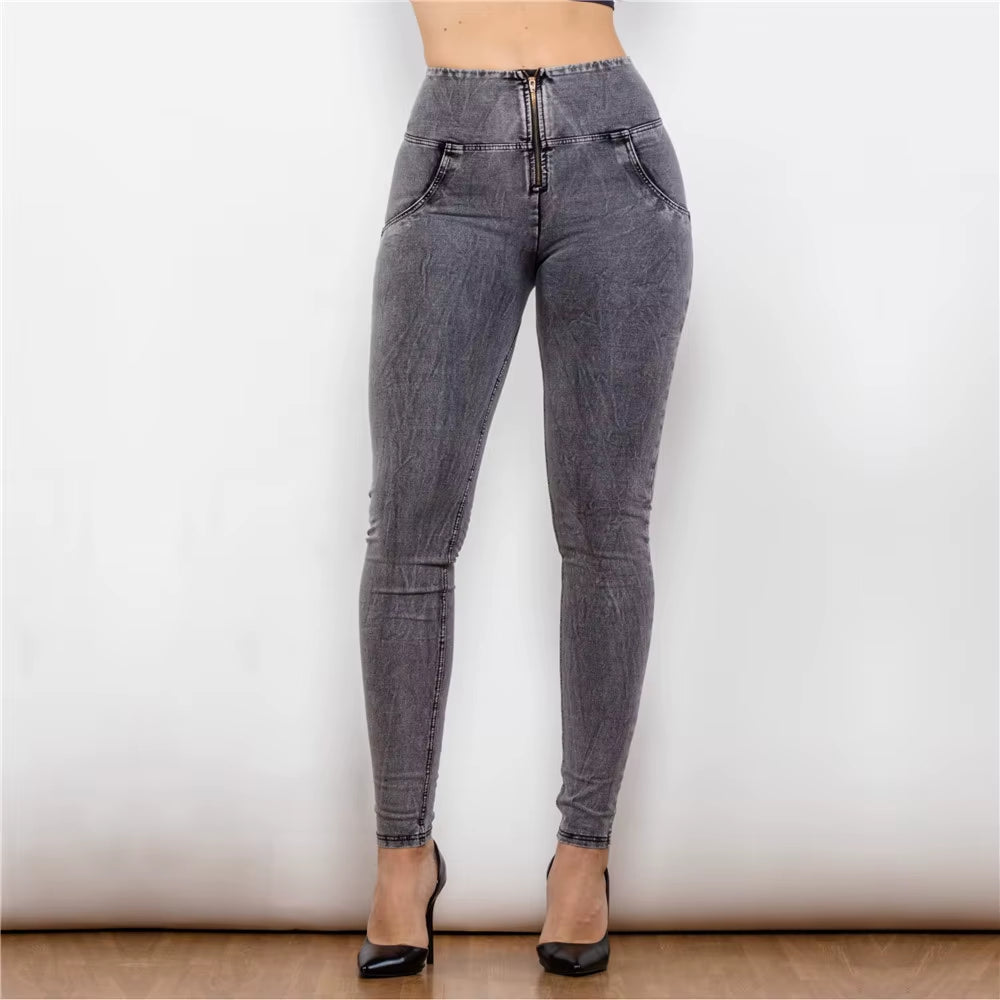 Melody Grey High Waist Zipper Fly Jeans Jeggings.