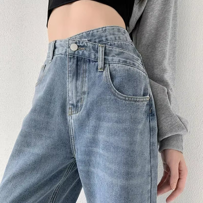 Jeans Women Wide Leg Pants Mom Femme Black Blue Jeans High Waist Woman Trousers 2023 Clothing Pantalones Spodnie Damskie.