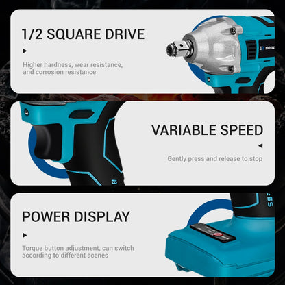 Drillpro Elektrowerkzeug-Set, 800 N.M, elektrischer Schraubenschlüssel, Bohrhammer, 13 mm Bohrmaschine, 125 mm Winkelschleifer für Mak 18 V