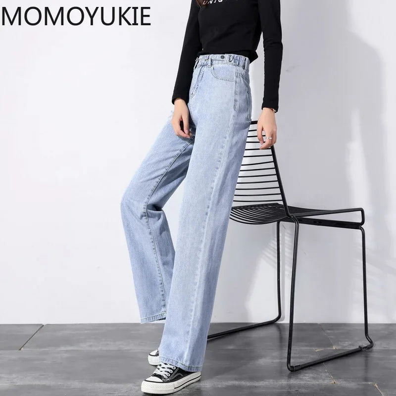 Streetwear High Waist Women'S Fashion Jeans Woman Girls Women Wide Leg Pants Trousers Female Jean Femme Denim Bagge Mom Jeans.