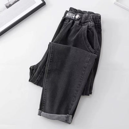 XL-4XL Spring Autumn Large Size Harem Jeans Woman High Waist Elastic Denim Pants Women Baggy Mom Jeans Vaqueros Mujer.