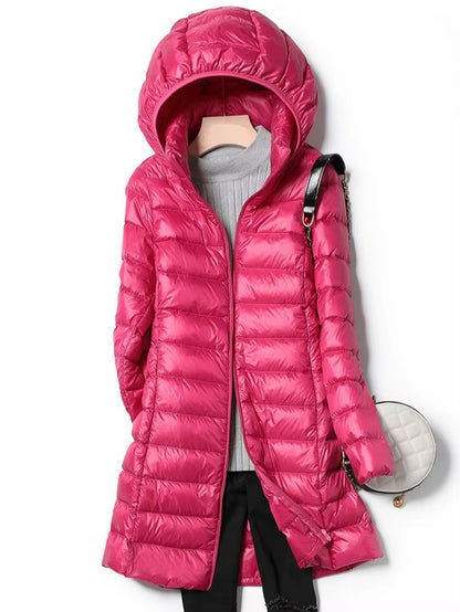 0-10℃ Women Winter Jackets Ultralight Portable Puffy Thin down Coat Hooded Female Duck down Jacket Hood Detachable Outerwear.