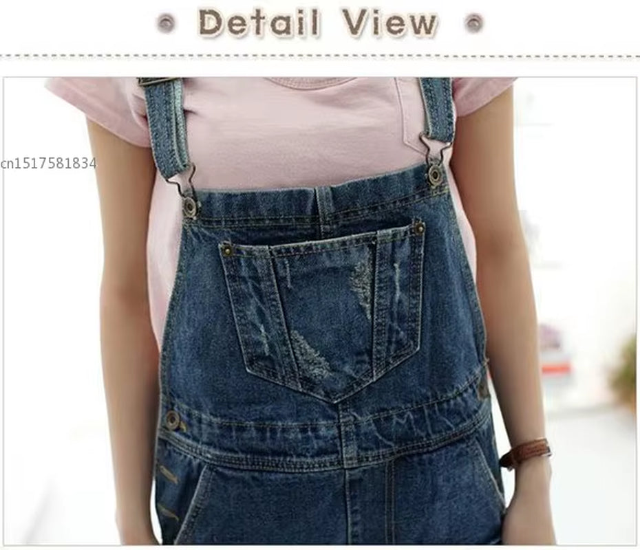 2024 Women Girl Washed Jeans Denim Casual Hole Jumpsuit Romper Overall #16 XXL XXXL.